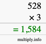 How to calculate 528 times 3 using long multiplication How to calculate 528 times 3 using long multiplication
