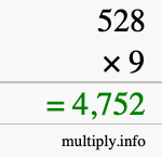 How to calculate 528 times 9 using long multiplication