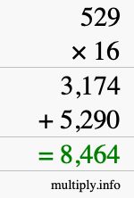 How to calculate 529 times 16 using long multiplication How to calculate 529 times 16 using long multiplication