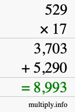 How to calculate 529 times 17 using long multiplication How to calculate 529 times 17 using long multiplication
