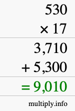 How to calculate 530 times 17 using long multiplication How to calculate 530 times 17 using long multiplication