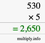 How to calculate 530 times 5 using long multiplication How to calculate 530 times 5 using long multiplication