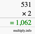 How to calculate 531 times 2 using long multiplication