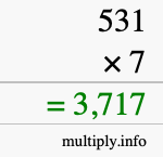 How to calculate 531 times 7 using long multiplication How to calculate 531 times 7 using long multiplication