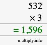 How to calculate 532 times 3 using long multiplication How to calculate 532 times 3 using long multiplication