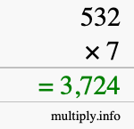 How to calculate 532 times 7 using long multiplication How to calculate 532 times 7 using long multiplication