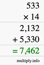 How to calculate 533 times 14 using long multiplication How to calculate 533 times 14 using long multiplication