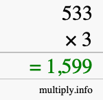 How to calculate 533 times 3 using long multiplication How to calculate 533 times 3 using long multiplication