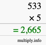 How to calculate 533 times 5 using long multiplication How to calculate 533 times 5 using long multiplication