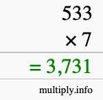 How to calculate 533 times 7 using long multiplication How to calculate 533 times 7 using long multiplication