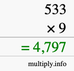 How to calculate 533 times 9 using long multiplication