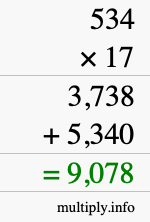 How to calculate 534 times 17 using long multiplication How to calculate 534 times 17 using long multiplication