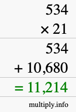How to calculate 534 times 21 using long multiplication How to calculate 534 times 21 using long multiplication