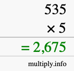 How to calculate 535 times 5 using long multiplication How to calculate 535 times 5 using long multiplication