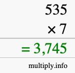 How to calculate 535 times 7 using long multiplication How to calculate 535 times 7 using long multiplication