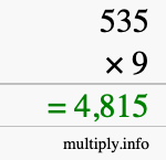 How to calculate 535 times 9 using long multiplication How to calculate 535 times 9 using long multiplication