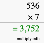 How to calculate 536 times 7 using long multiplication How to calculate 536 times 7 using long multiplication