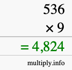 How to calculate 536 times 9 using long multiplication