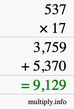 How to calculate 537 times 17 using long multiplication How to calculate 537 times 17 using long multiplication