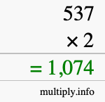 How to calculate 537 times 2 using long multiplication
