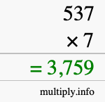 How to calculate 537 times 7 using long multiplication How to calculate 537 times 7 using long multiplication