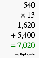 How to calculate 540 times 13 using long multiplication How to calculate 540 times 13 using long multiplication