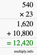 How to calculate 540 times 23 using long multiplication How to calculate 540 times 23 using long multiplication