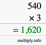 How to calculate 540 times 3 using long multiplication How to calculate 540 times 3 using long multiplication