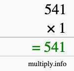 How to calculate 541 times 1 using long multiplication
