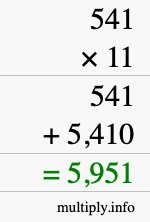 How to calculate 541 times 11 using long multiplication How to calculate 541 times 11 using long multiplication
