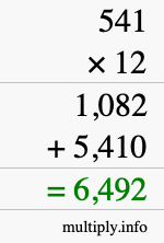 How to calculate 541 times 12 using long multiplication How to calculate 541 times 12 using long multiplication