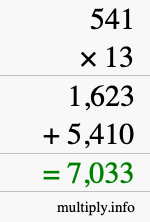 How to calculate 541 times 13 using long multiplication How to calculate 541 times 13 using long multiplication