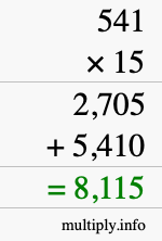 How to calculate 541 times 15 using long multiplication How to calculate 541 times 15 using long multiplication