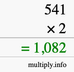 How to calculate 541 times 2 using long multiplication