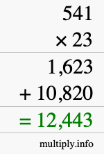 How to calculate 541 times 23 using long multiplication How to calculate 541 times 23 using long multiplication