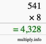 How to calculate 541 times 8 using long multiplication
