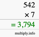 How to calculate 542 times 7 using long multiplication How to calculate 542 times 7 using long multiplication
