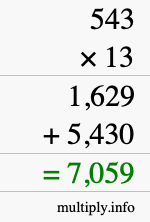 How to calculate 543 times 13 using long multiplication How to calculate 543 times 13 using long multiplication