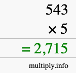 How to calculate 543 times 5 using long multiplication How to calculate 543 times 5 using long multiplication