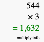 How to calculate 544 times 3 using long multiplication How to calculate 544 times 3 using long multiplication