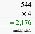 How to calculate 544 times 4 using long multiplication How to calculate 544 times 4 using long multiplication