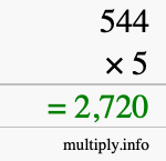 How to calculate 544 times 5 using long multiplication How to calculate 544 times 5 using long multiplication