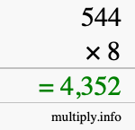 How to calculate 544 times 8 using long multiplication How to calculate 544 times 8 using long multiplication