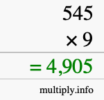 How to calculate 545 times 9 using long multiplication How to calculate 545 times 9 using long multiplication