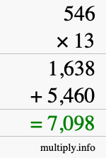 How to calculate 546 times 13 using long multiplication How to calculate 546 times 13 using long multiplication