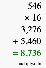 How to calculate 546 times 16 using long multiplication How to calculate 546 times 16 using long multiplication