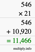 How to calculate 546 times 21 using long multiplication How to calculate 546 times 21 using long multiplication