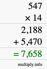How to calculate 547 times 14 using long multiplication How to calculate 547 times 14 using long multiplication