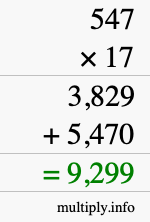 How to calculate 547 times 17 using long multiplication