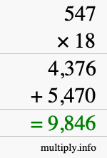 How to calculate 547 times 18 using long multiplication How to calculate 547 times 18 using long multiplication